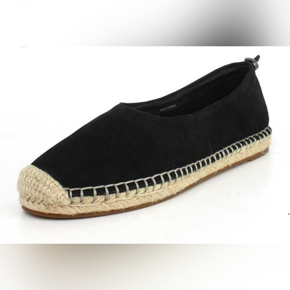 Eileen Fisher Black Suede Espadrille with Back Pull Tab Size 8 - Picture 1 of 10